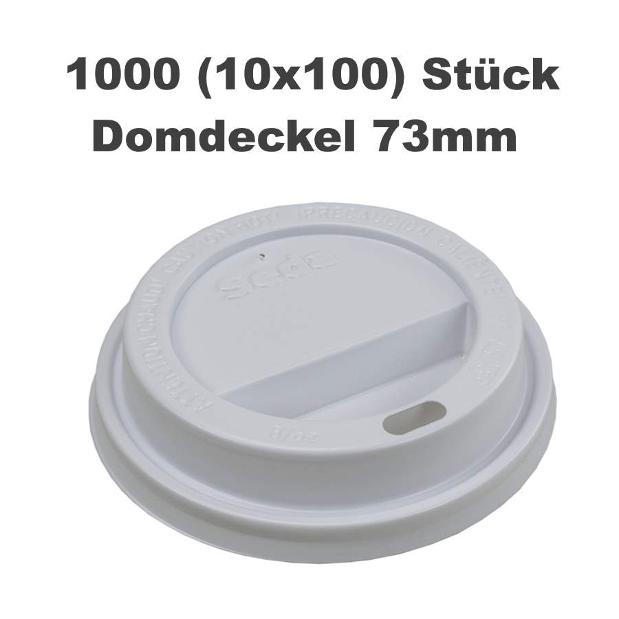 Domdeckel aus PS weiss für Becher Ø 73 mm, Karton mit 1000 Stück