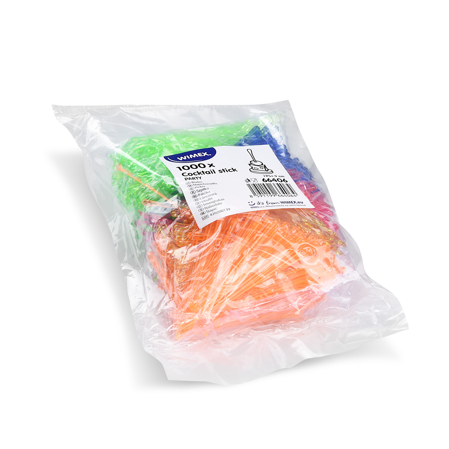 Kunststoff-Picker PS bunt gemischt 9 cm, Packung mit 1000 Stück
