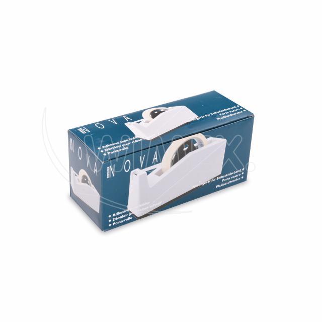 Klebeband-Tischabroller PS/FE weiss 25 mm, Ø 125 mm, 1 Stück