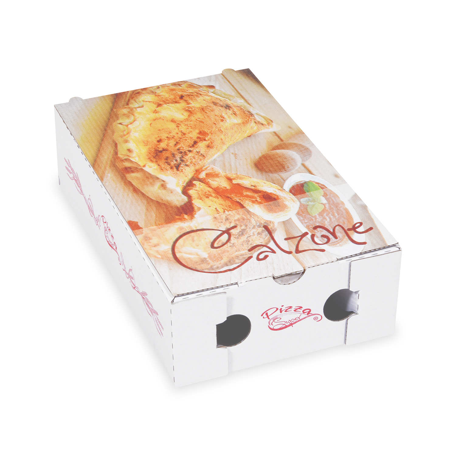 Pizzakarton aus Mikrowellpappe Calzone 28 x 17 x 7,5 cm Pizzakarton aus Mikrowellpappe Calzone 28 x 17 x 7,5 cm
