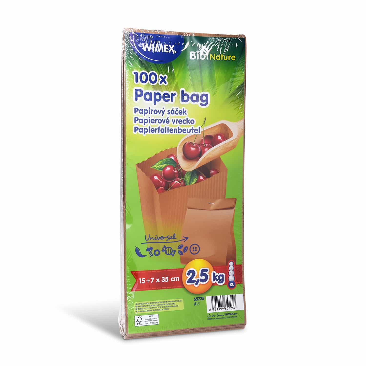 Papierfaltenbeutel FSC Mix braun 15+7 x 35 cm, Packung mit 100 Stück