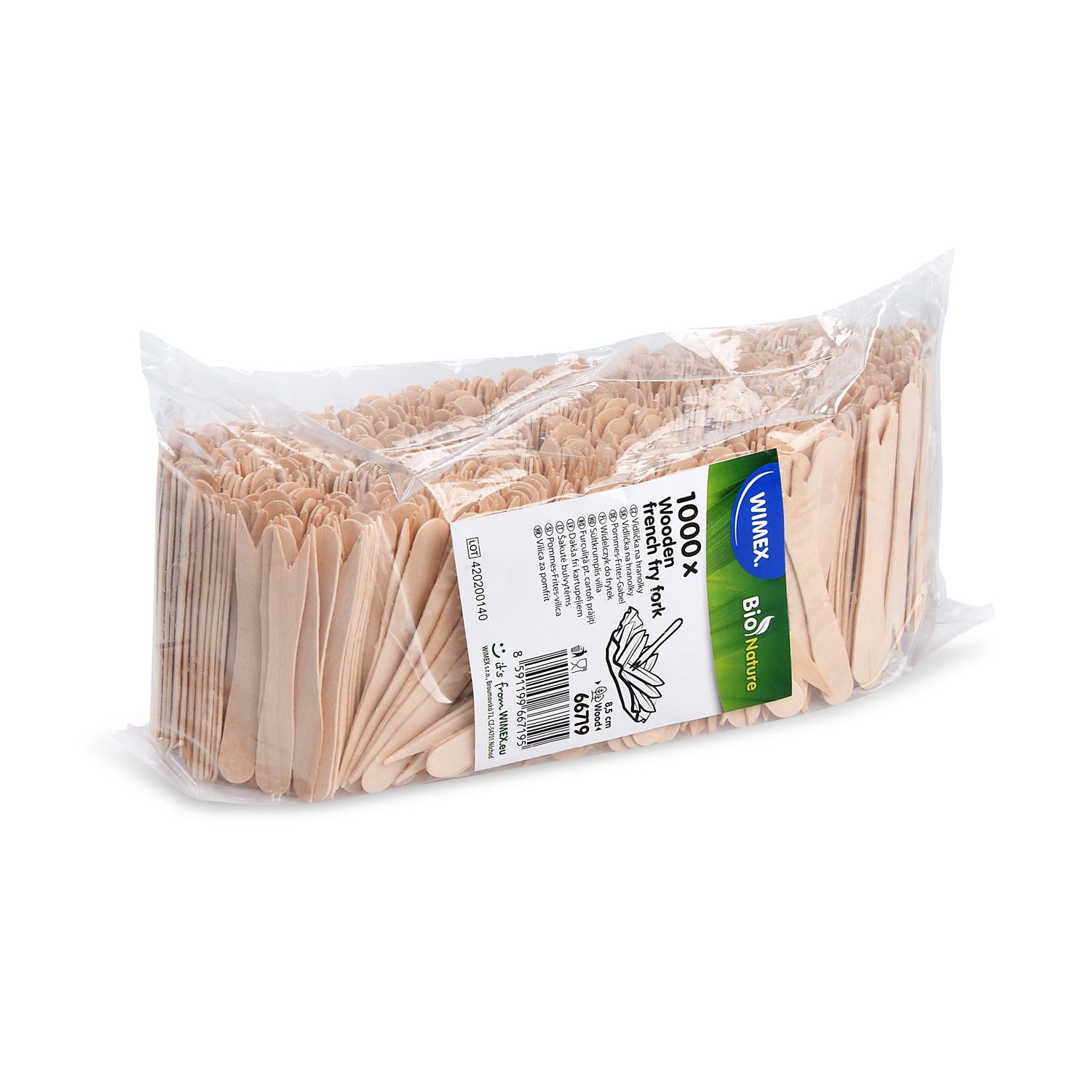 Pommes-Frites-Gabel aus Holz FSC 100% 8,5 cm, Packung mit 1000 Stück