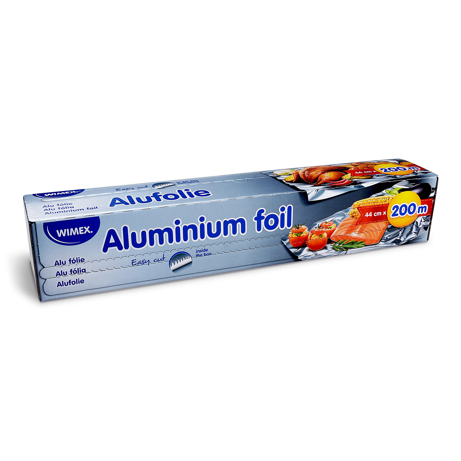 Alufolie 11µm 44cm x 200m im Spenderkarton mit Säge Alufolie 11µm 44cm x 200m im Spenderkarton mit Säge