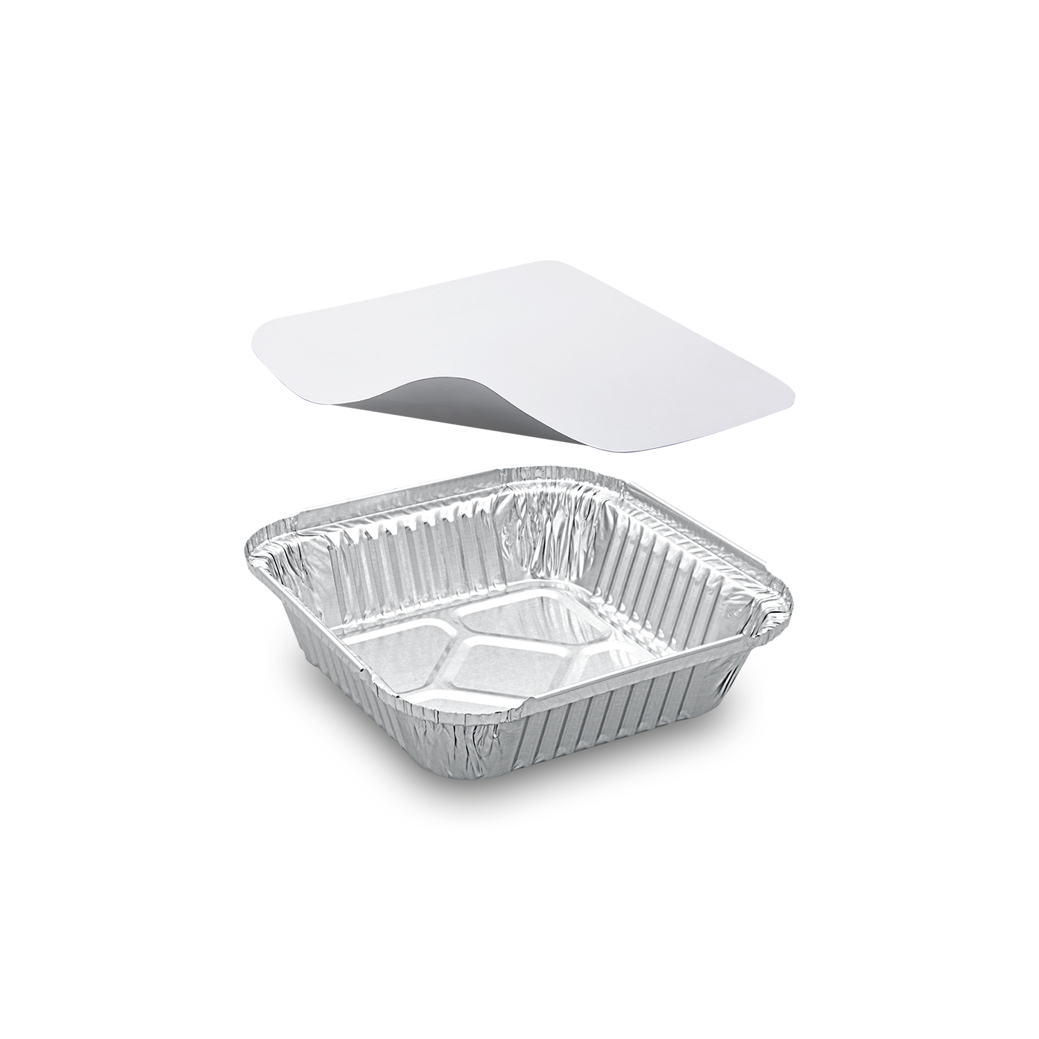 ALU-Schale eckig 164 x 164 x 36 mm 500 ml mit Deckel, Packung à 5 Sets