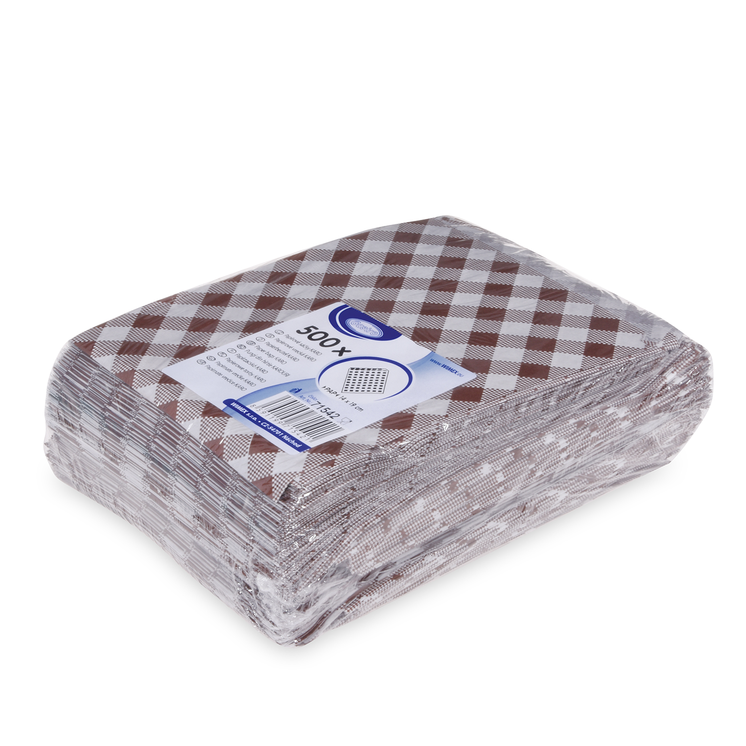 Papierbeutel Karo 19 x 14 cm, Packung mit 500 Stück