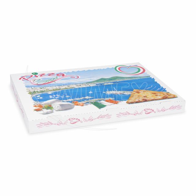 Pizzakarton PAP, weiss, 60 x 40 x 5 cm, Motiv, Packung à 50 Stück
