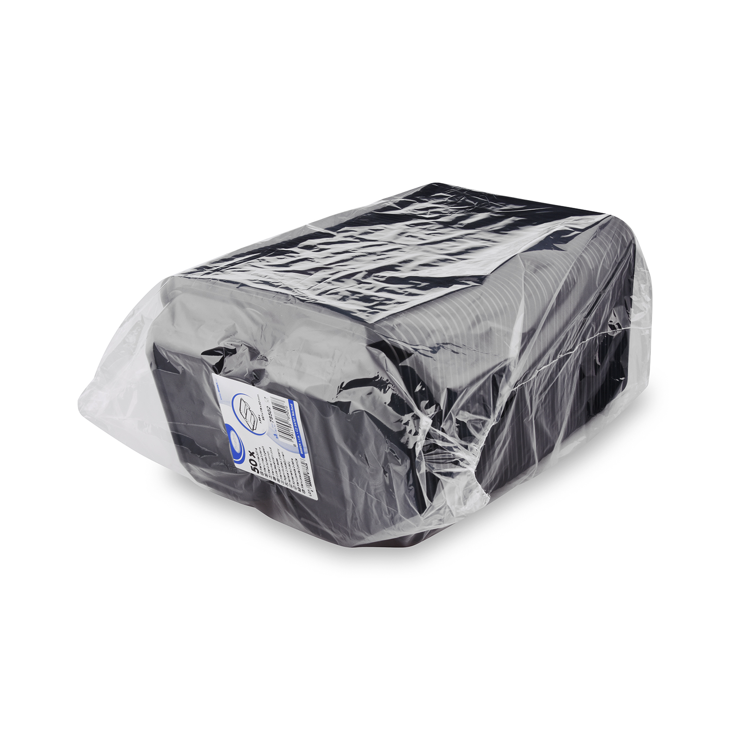 Menü-Schale aus PP, 2-geteilt, schwarz, 227 x 178 x 50 mm, Packung mit 50 Stück