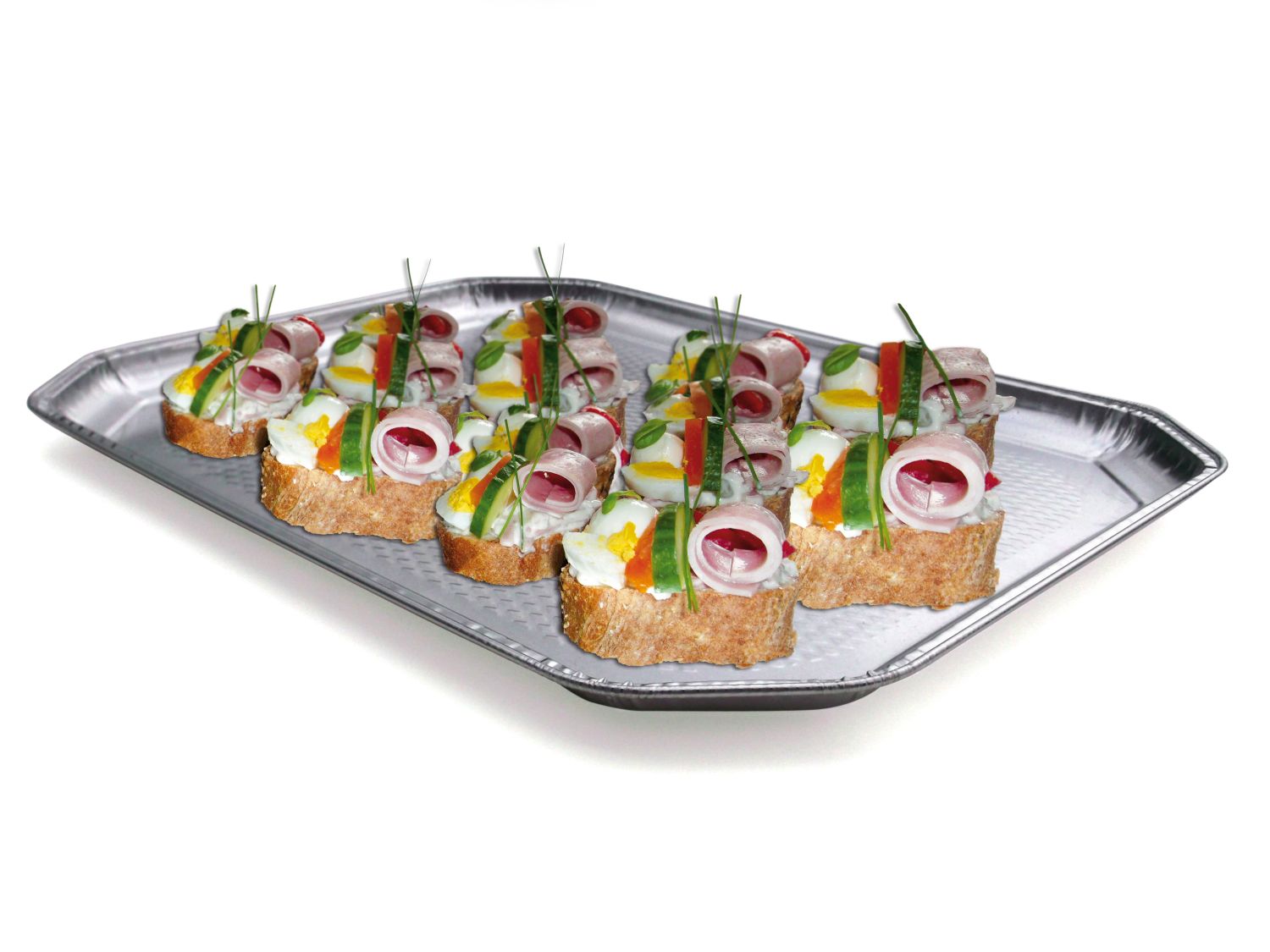 Catering-Platte ALU eckig 37,5 x 28 cm silber, Packung mit 5 Stück