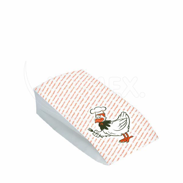 Papierbeutel PAP/PE 13+8 x 28 cm fettdicht für Hähnchen, Packung mit 100 Stück