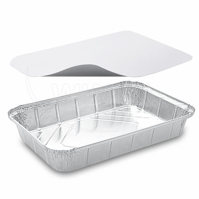 Alu-Schale eckig 315 x 211 x 51 mm, 2000 ml, mit Deckel, Packung mit 10 Sets