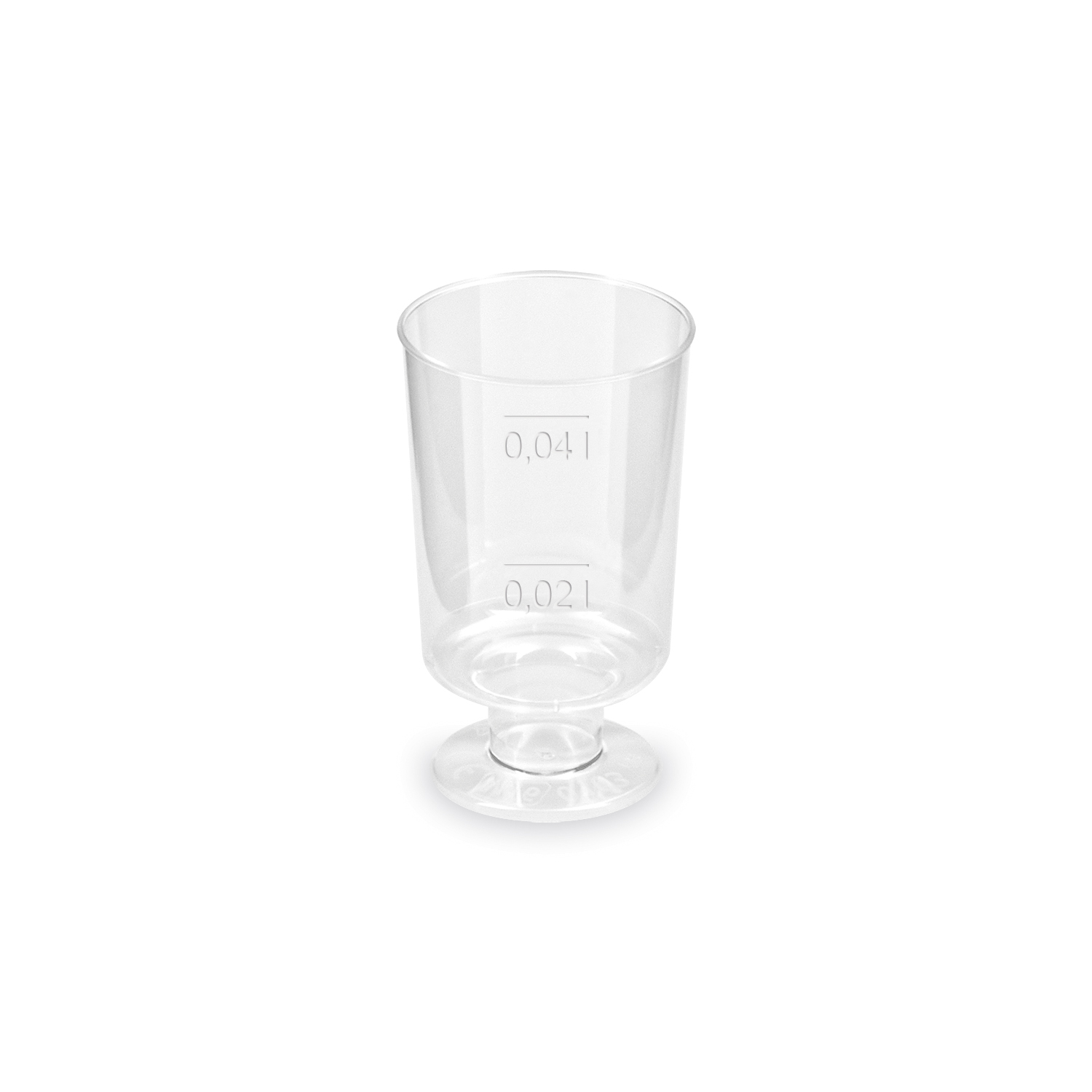 Trinkglas aus PS klar Ø 38 mm 2/4 cl mit Fuss, 20 Stück Packung