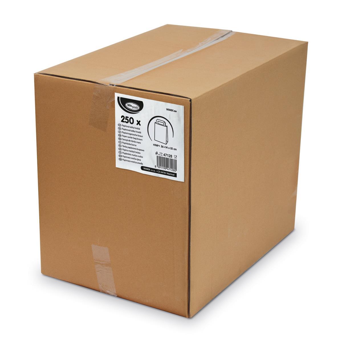 Papiertragetasche braun 26+14 x 32 cm Papiertragetasche braun 26+14 x 32 cm