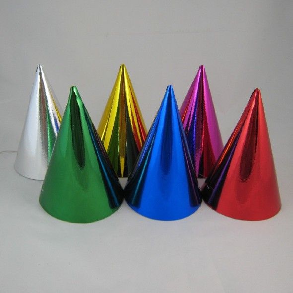 Papierhut bunt gemischt Ø 10,5 x 16 cm, Packung mit 6 Stück