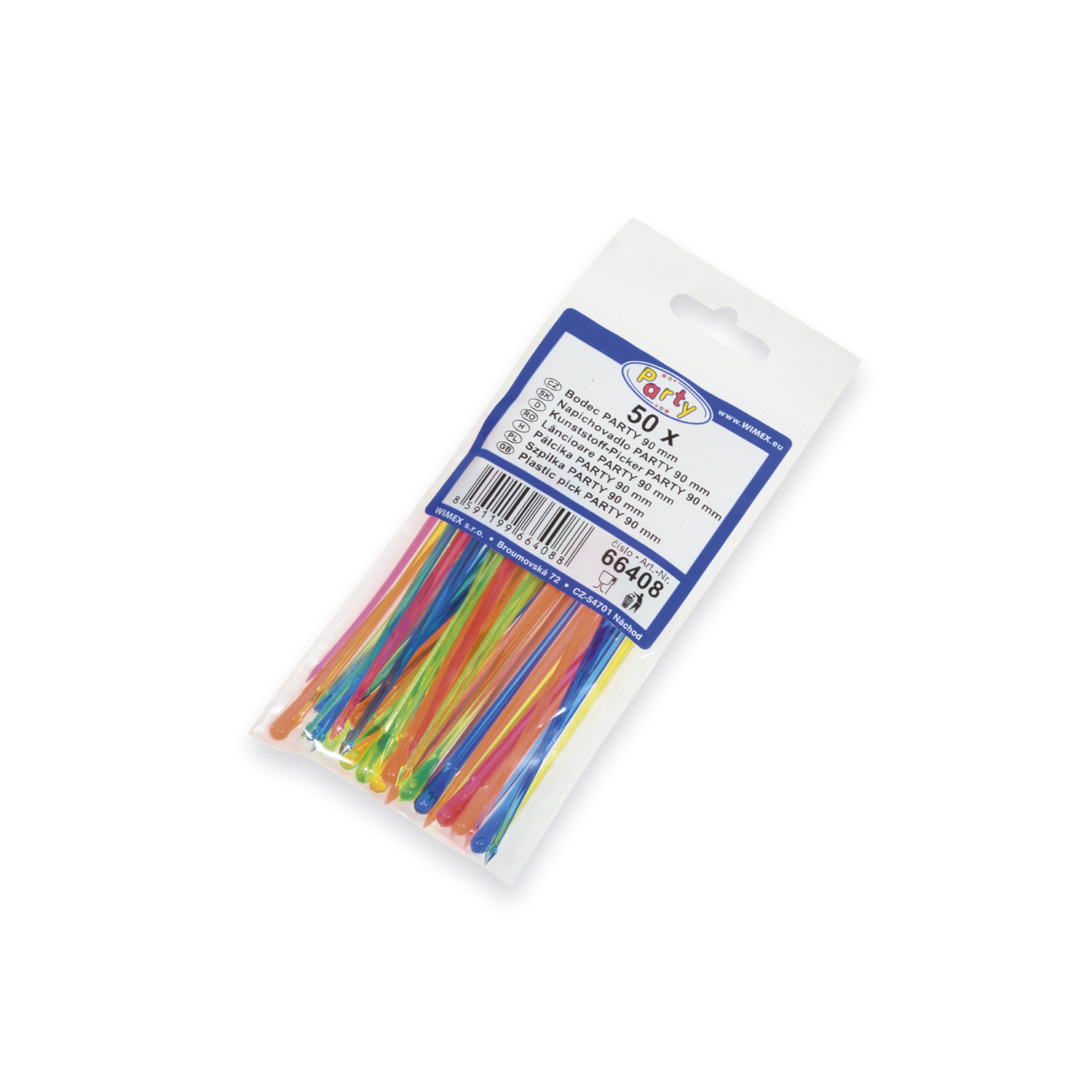Kunststoff-Picker PS bunt gemischt 9 cm, Packung mit 50 Stück