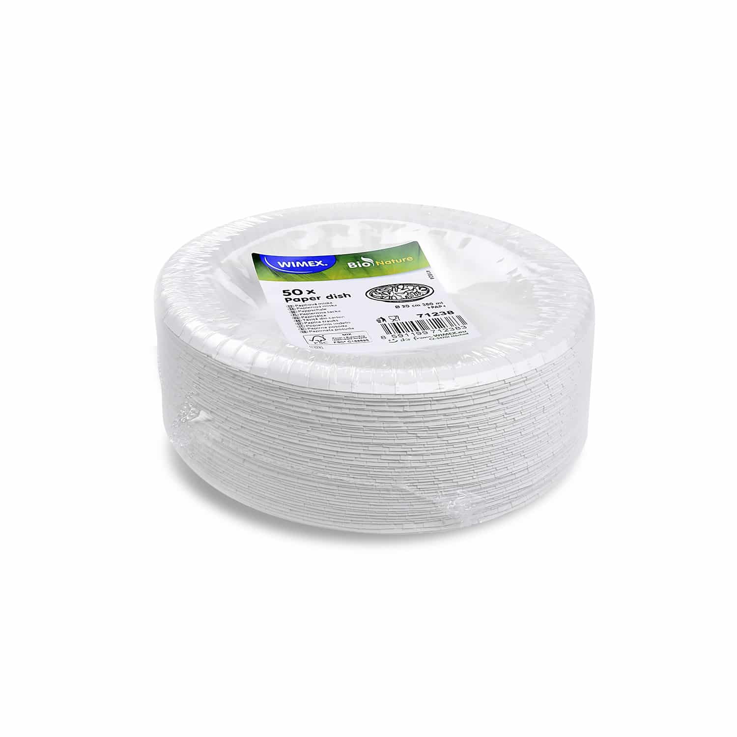 Pappschale FSC Mix weiss Ø 200 mm 380 ml, Packung mit 50 Stück