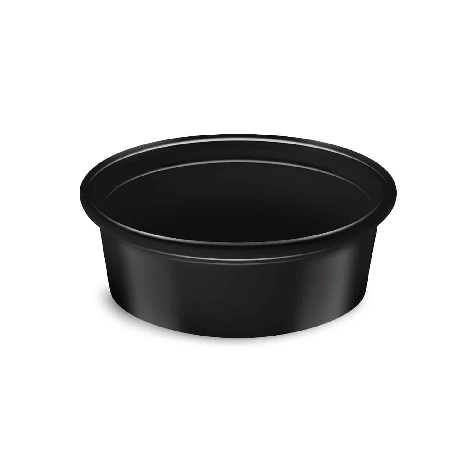 Dressingbecher PP schwarz Ø 70 x 24 mm, 50 Stück Packung