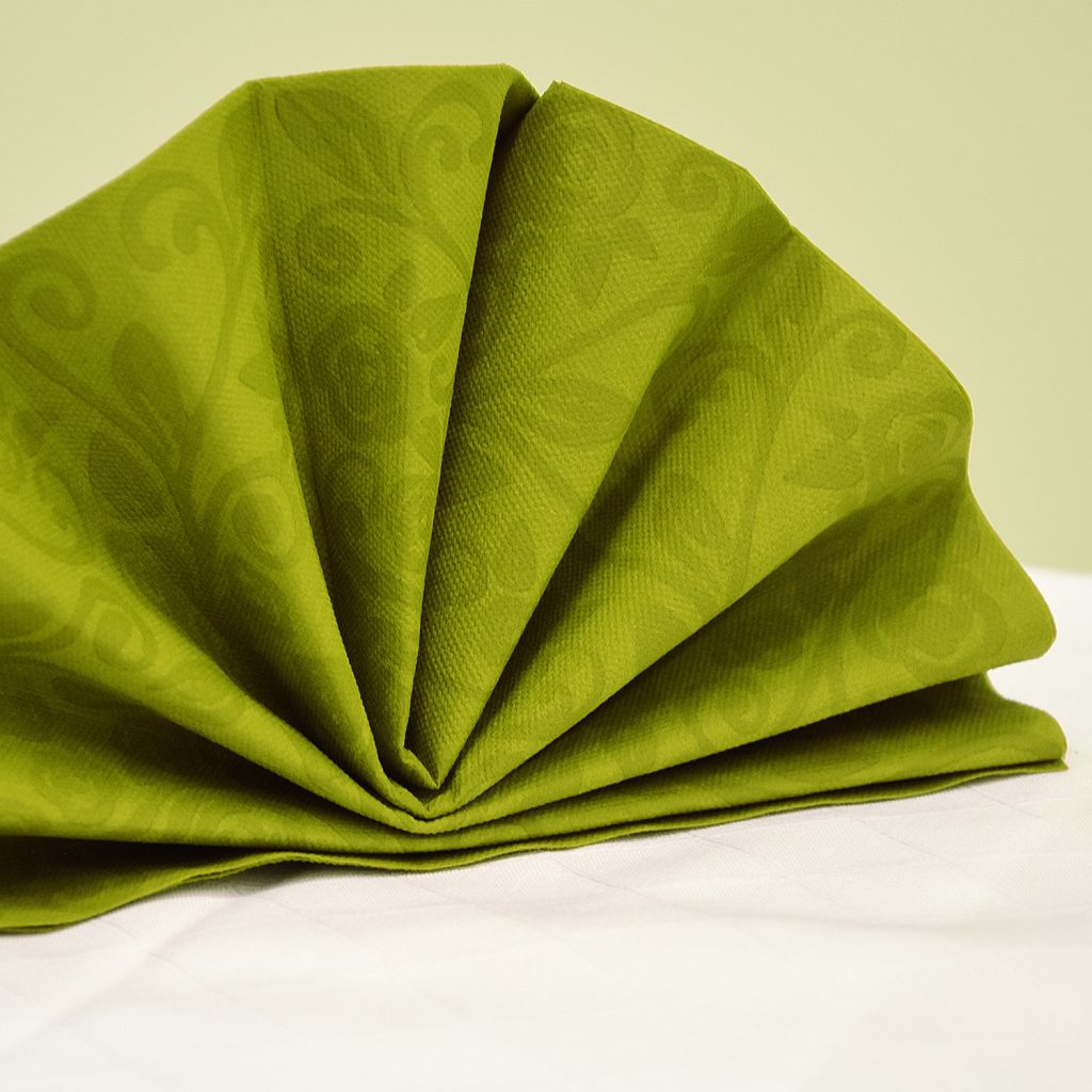 Serviette Airlaid 40 x 40 cm gelbgrün Dekor R, Packung mit 50 Stück
