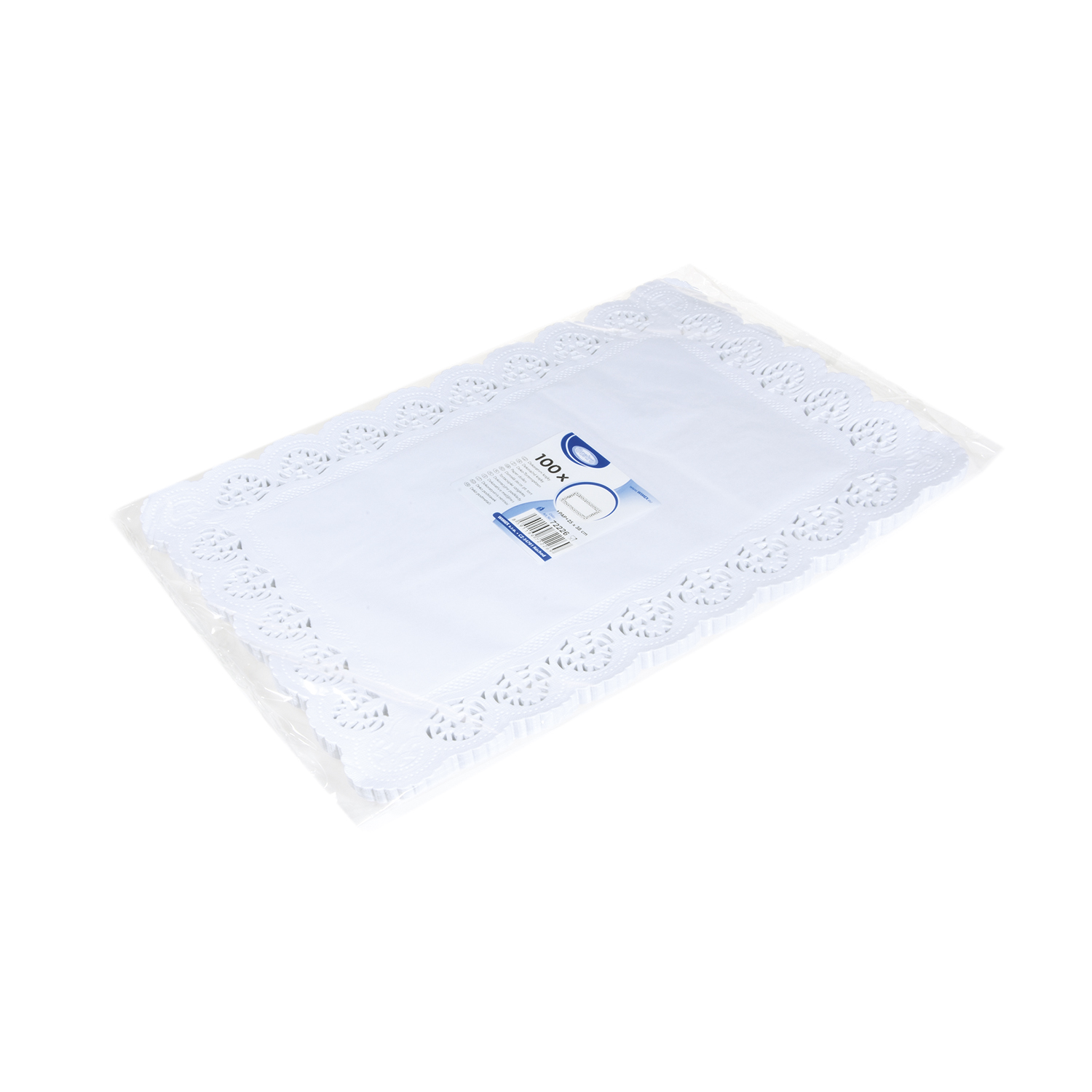 Deko-Tortenspitze PAP eckig weiss 38 x 25 cm, Packung mit 100 Stück