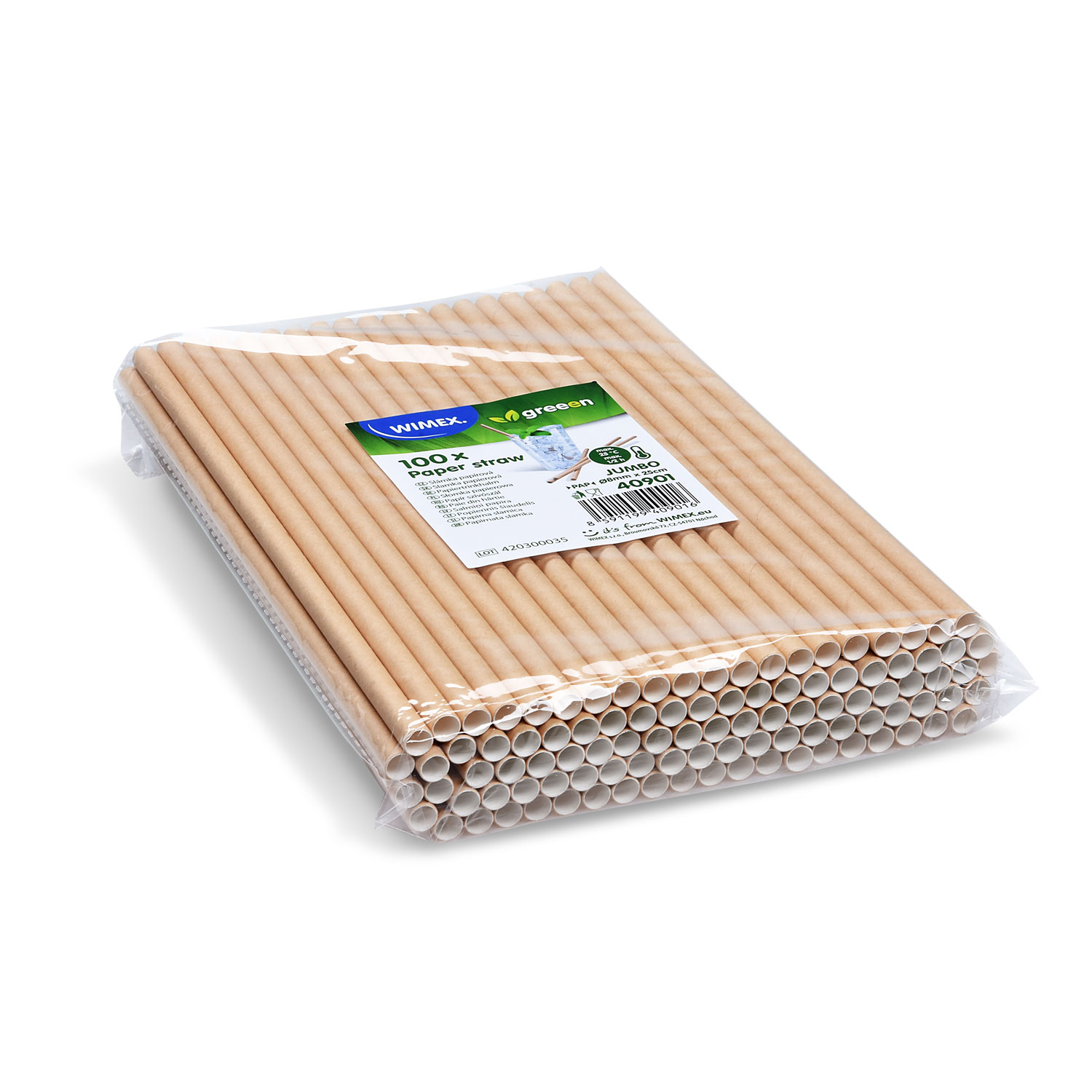 Papiertrinkhalm Papier FSC Mix kraft JUMBO Ø 8 mm x 25 cm, Packung mit 100 Stück
