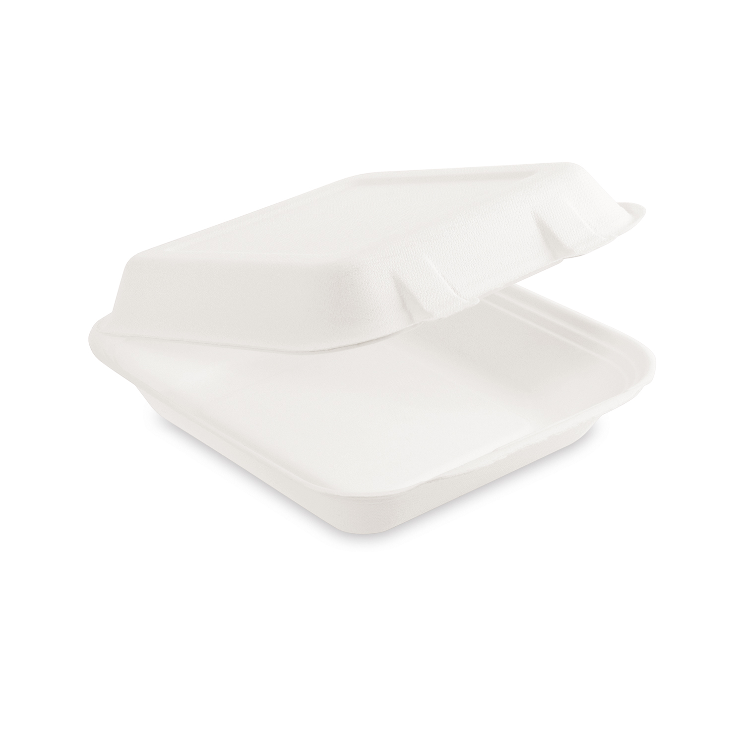 Menü-Box aus Zuckerrohr-Bagasse, ungeteilt, 1100 ml, 224 x 201 x 78 mm, Packung mit 50 Stück