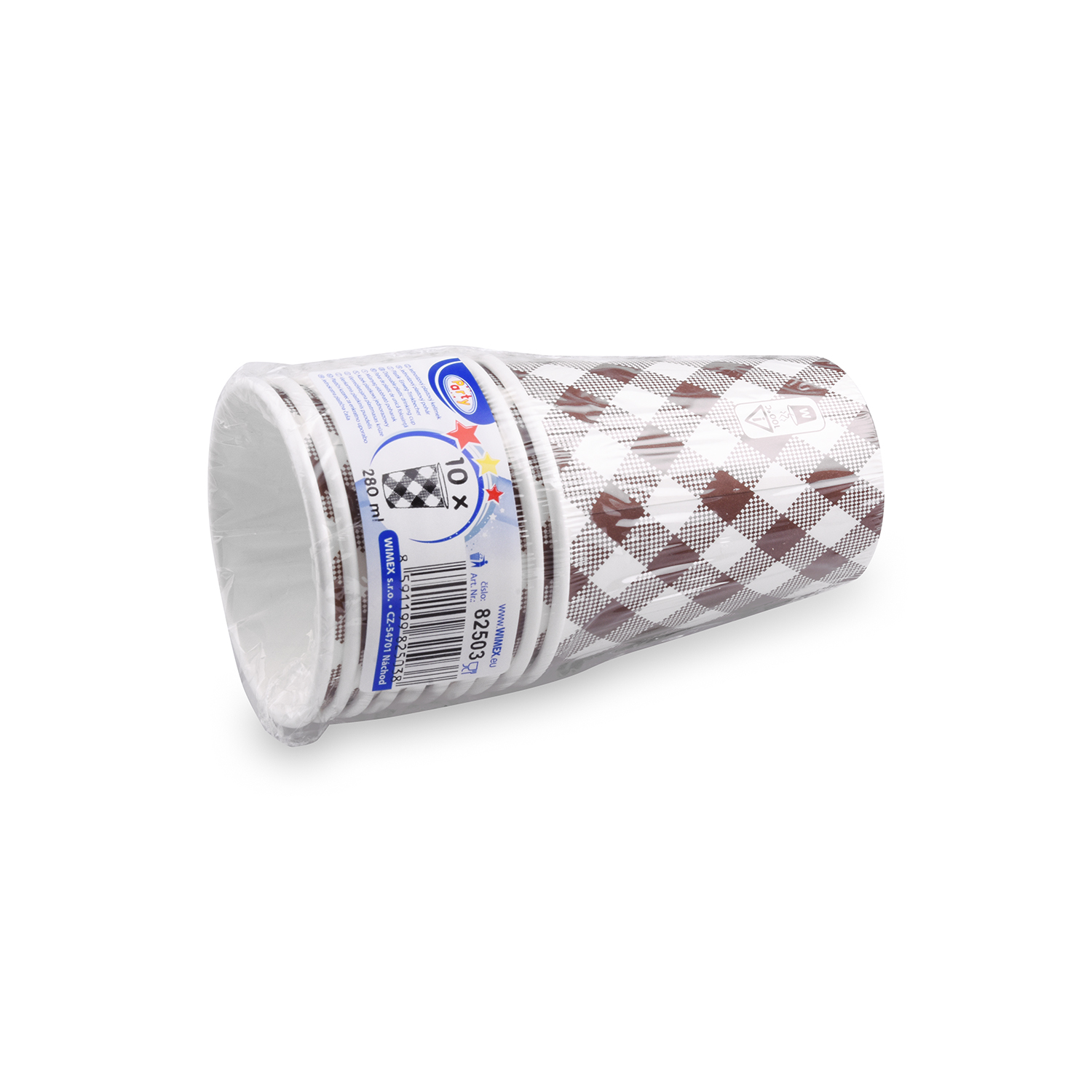 Pappbecher PAP/PE Karo Ø 80 mm 280 ml, Packung mit 10 Stück