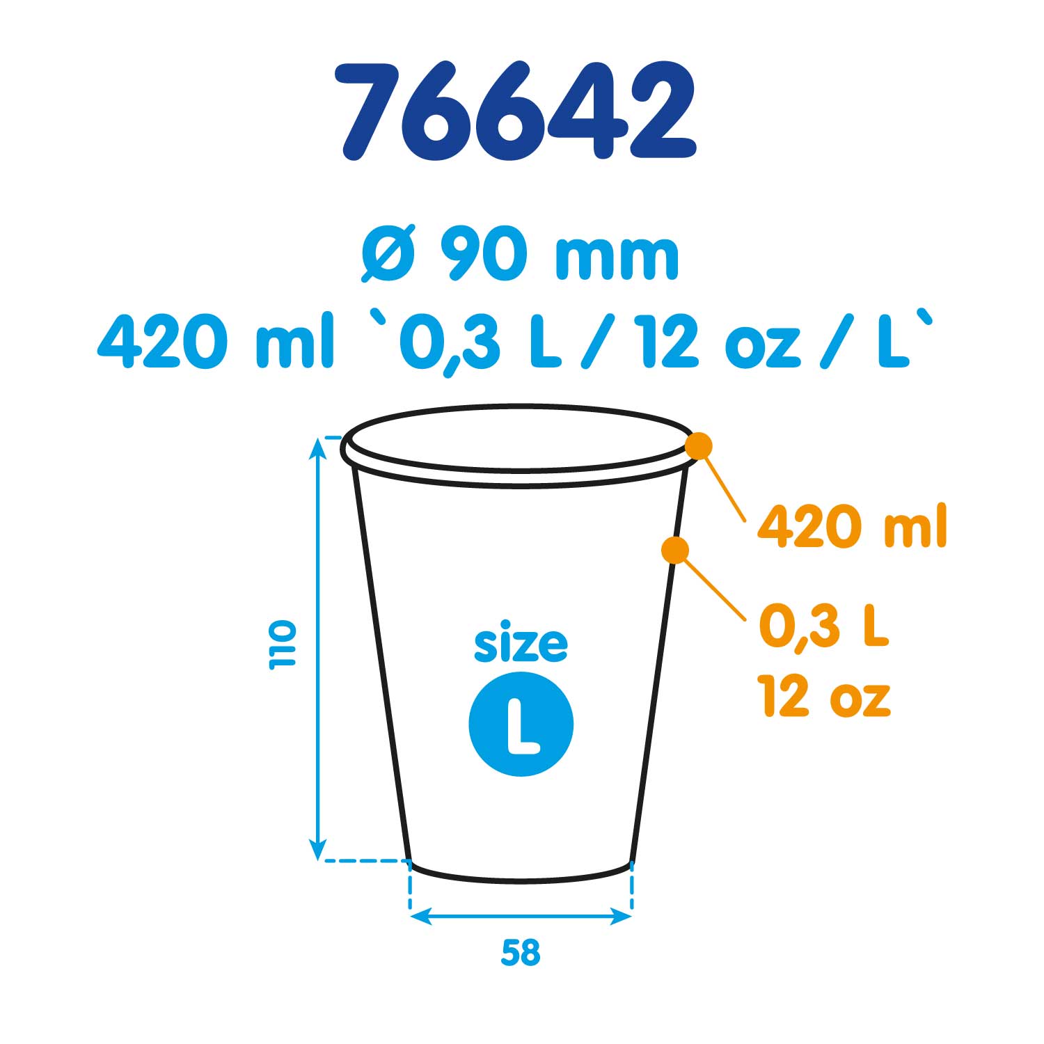 Pappbecher FSC Mix/PE 420 ml Ø 90 mm Coffee to go Motiv, Karton à 16 Packungen / 800 Stück