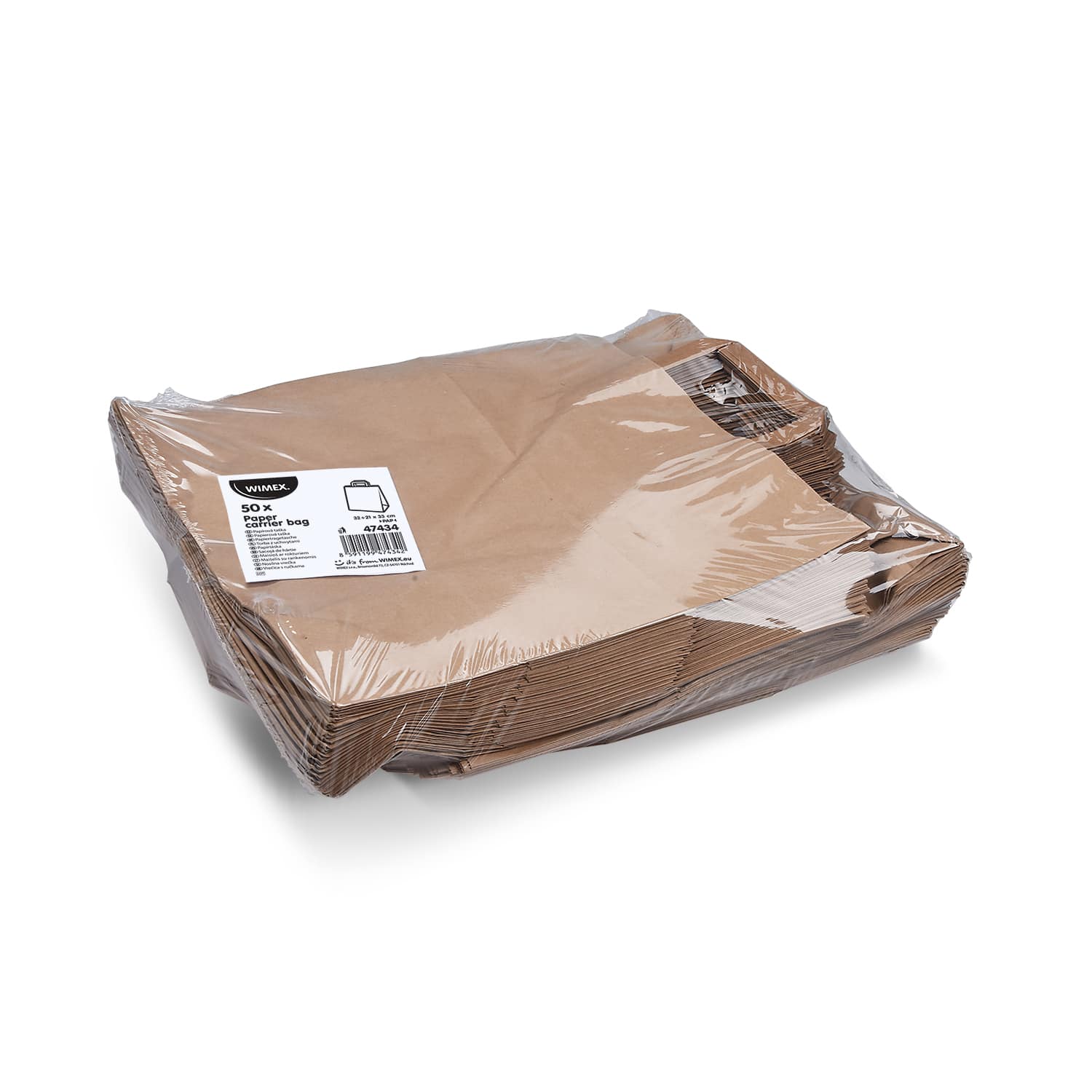 Papiertragetasche braun 32+21 x 33 cm, Packung mit 50 Stück
