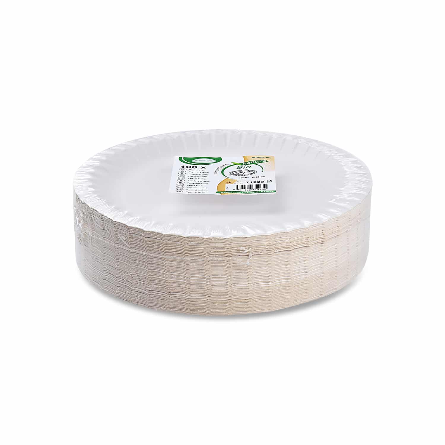 Pappteller aus Papier FSC Mix weiss Ø 23 cm, Packung mit 100 Stück