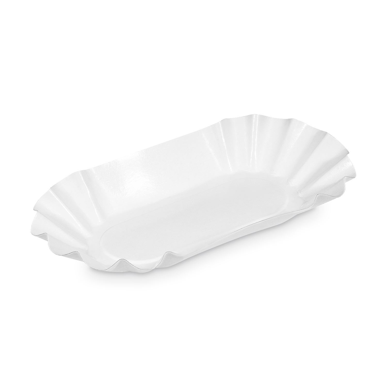 Pappschale aus Papier FSC Mix fettdicht oval weiss 20,5 x 12,5 x 3,5 cm, Packung mit 250 Stück