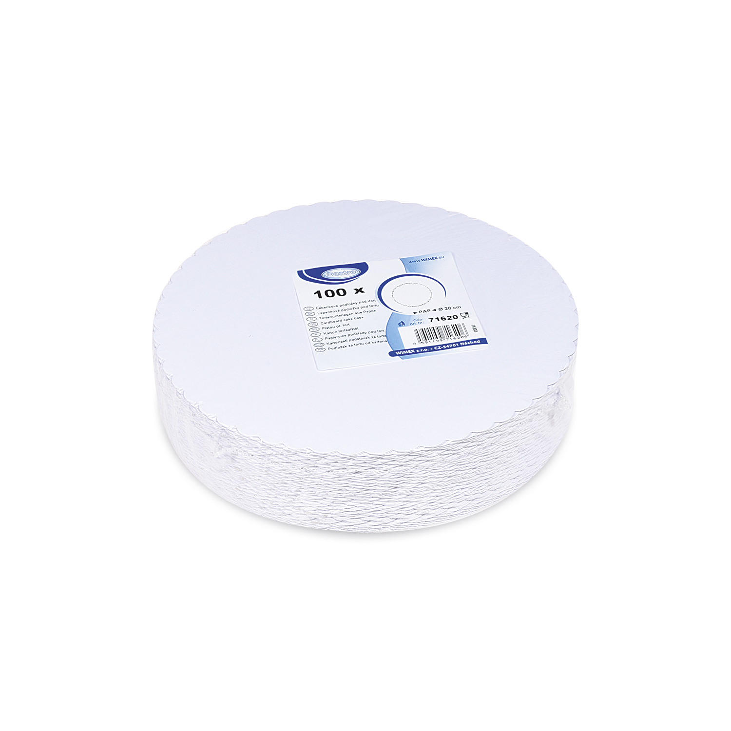Tortenunterlage aus Pappe weiss Ø 20 cm, Packung mit 100 Stück