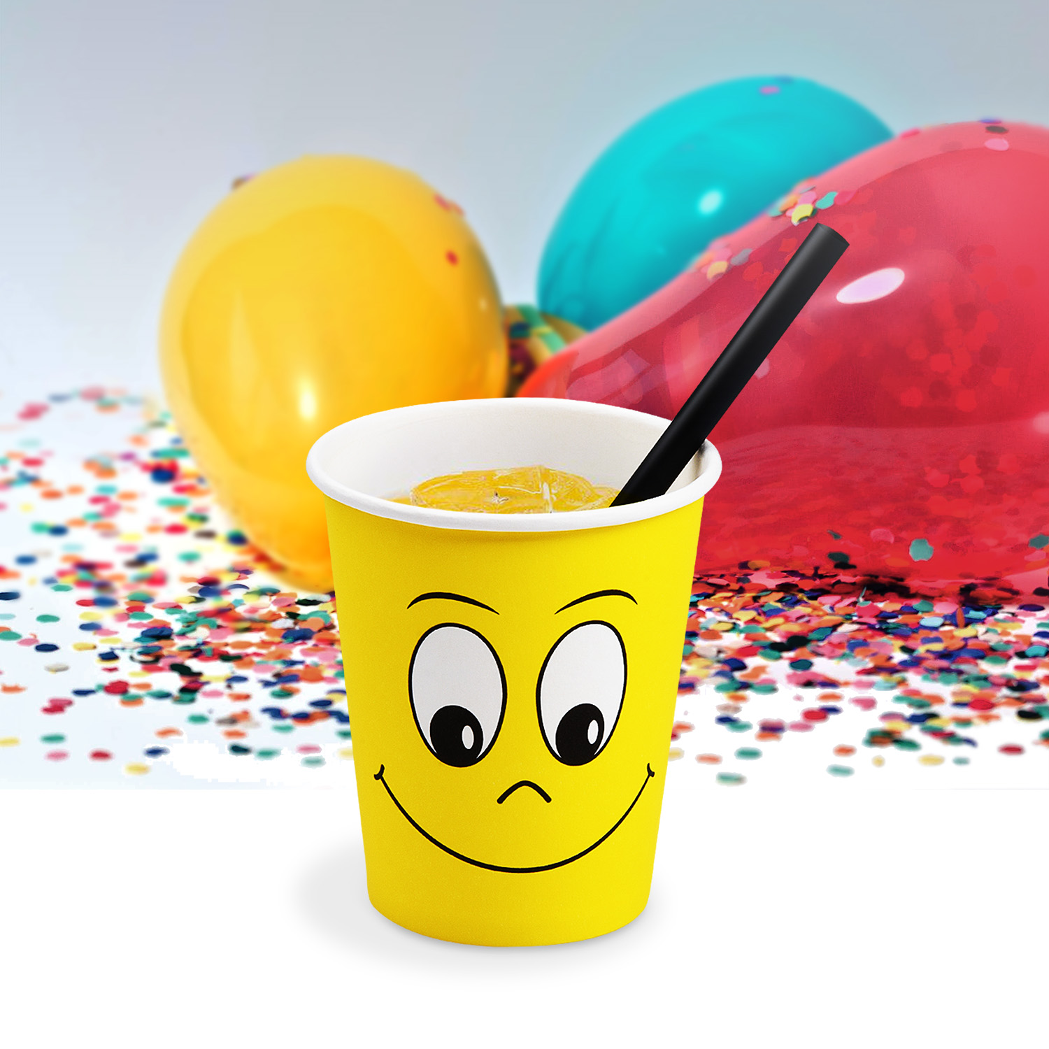 Pappbecher FSC Mix/PE 280 ml Ø 80 mm Smile Karo, Packung mit 10 Stück