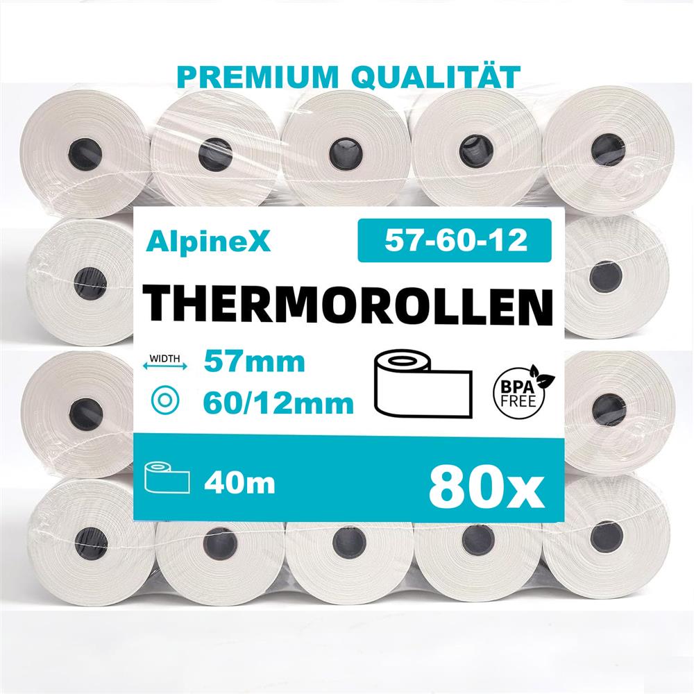 Thermo Bonrolle PAP FSC Mix 57/60/12 mm x 40 m weiss, Karton mit 8 x 10 Rollen