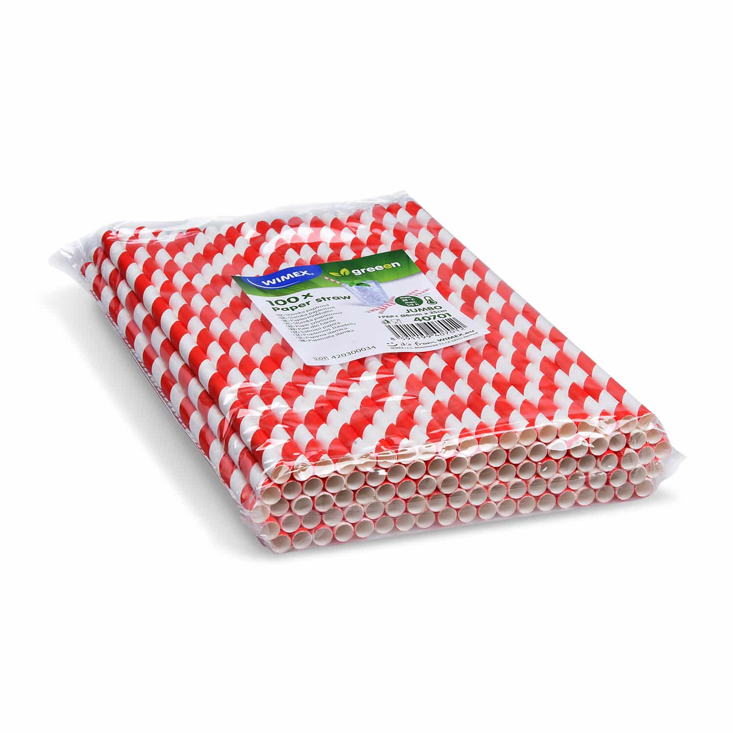 Papiertrinkhalm Spirale rot JUMBO Ø 8 mm x 25 cm, Packung mit 100 Stück