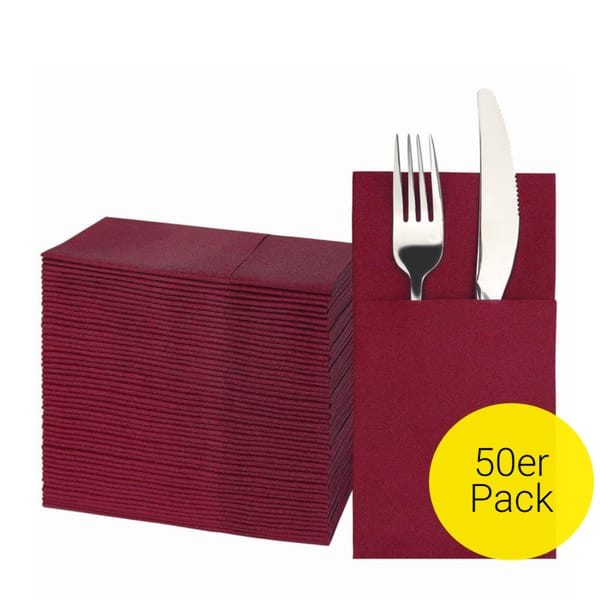 Besteckserviette PAP Airlaid FSC Mix 40 x 32 cm bordeaux, Packung mit 50 Stück