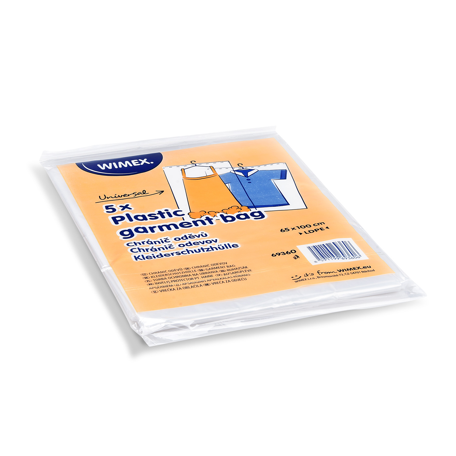 Kleiderschutzhülle LDPE 65 x 100 cm klar, Packung mit 5 Stück