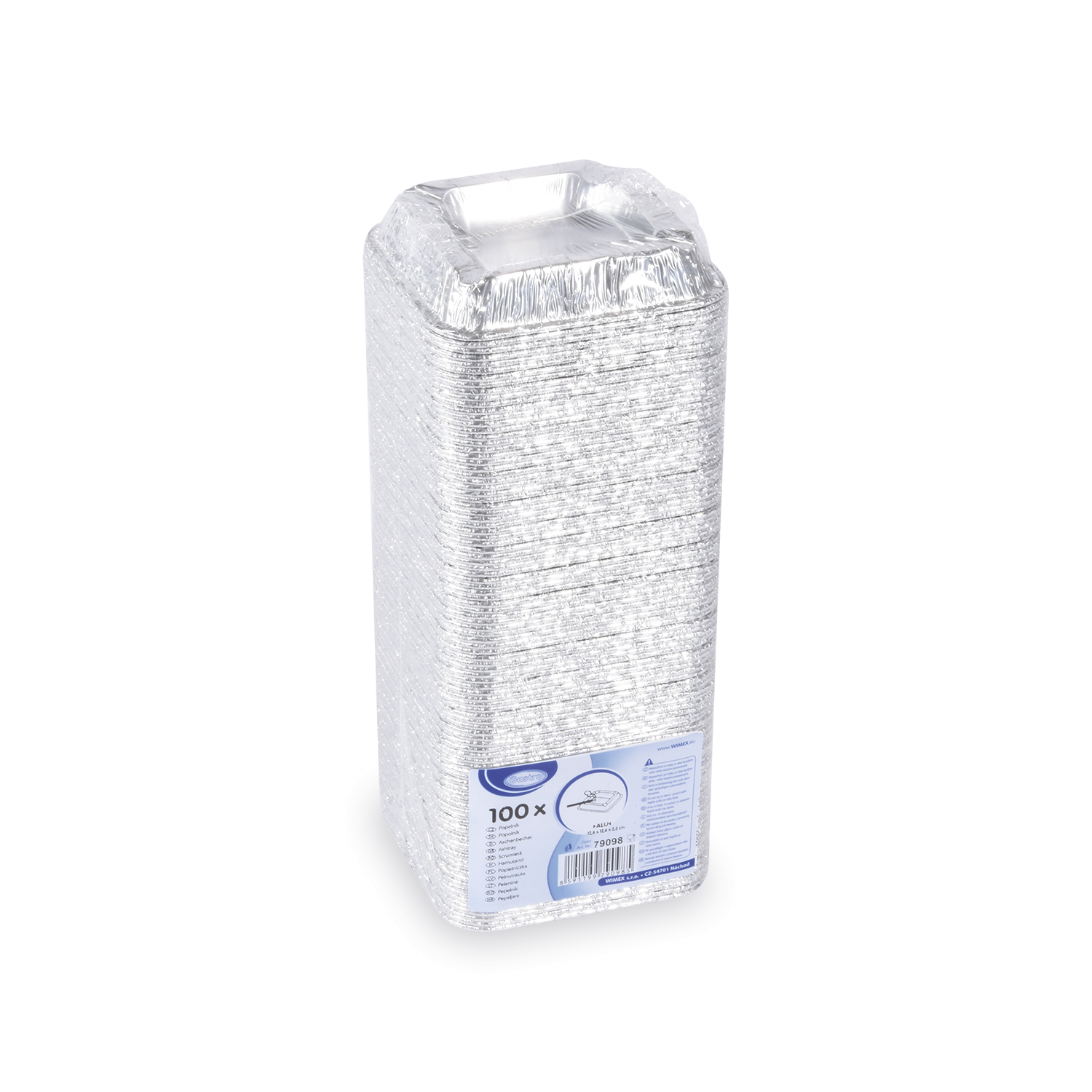 Aschenbecher aus Alu 126 x 126 x 22 mm silber, Packung mit 100 Stück