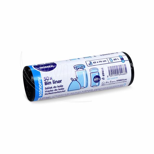 Mülleimerbeutel HDPE schwarz 60 L 63 x 74 cm, Packung mit 50 Stück