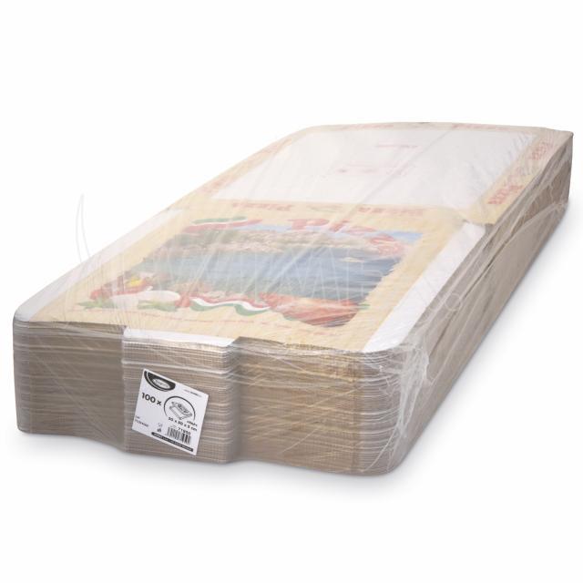 Pizzakarton aus Mikrowellpappe, weiss bedruckt, 50 x 50 x 5 cm, Packung mit 100 Stück