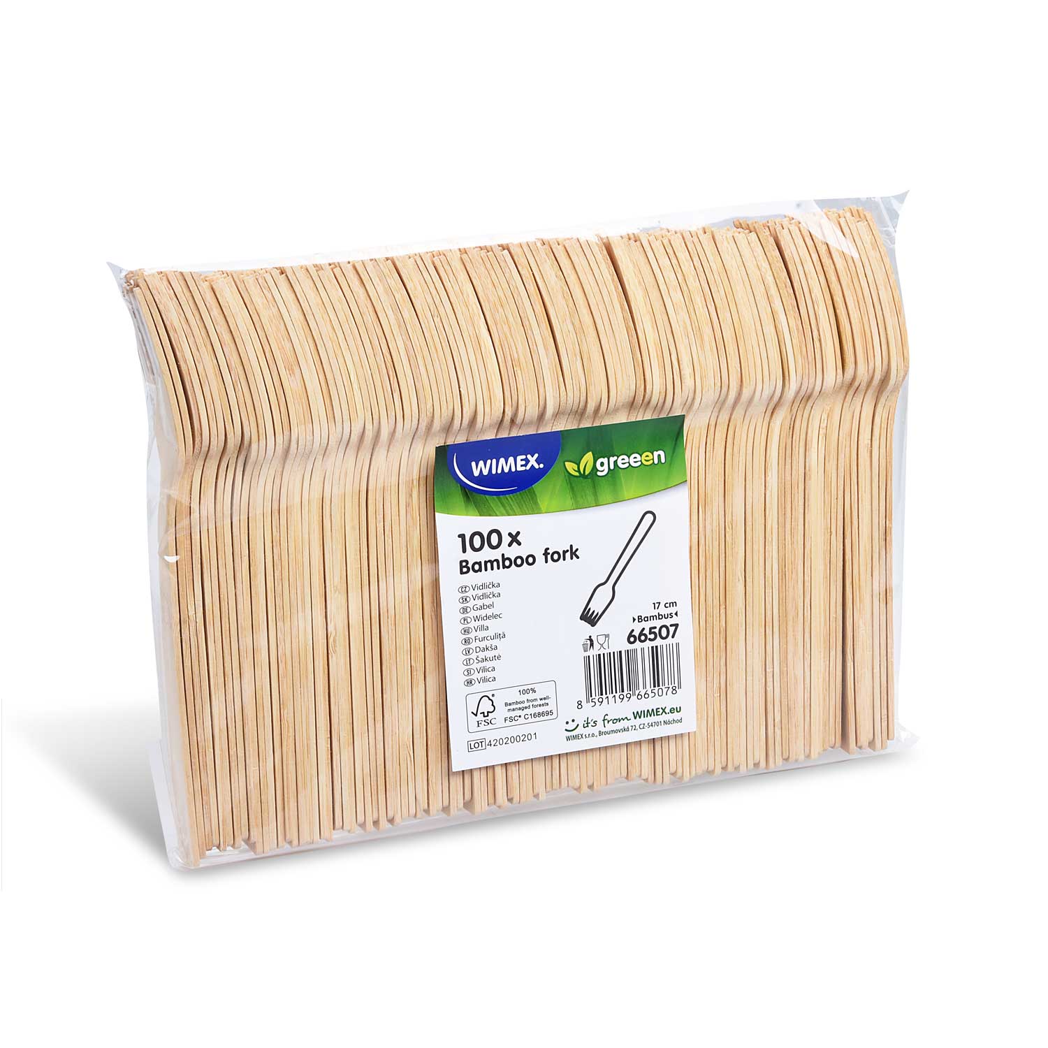 Bambus-Gabel FSC 100% 17 cm natur, Packung mit 100 Stück