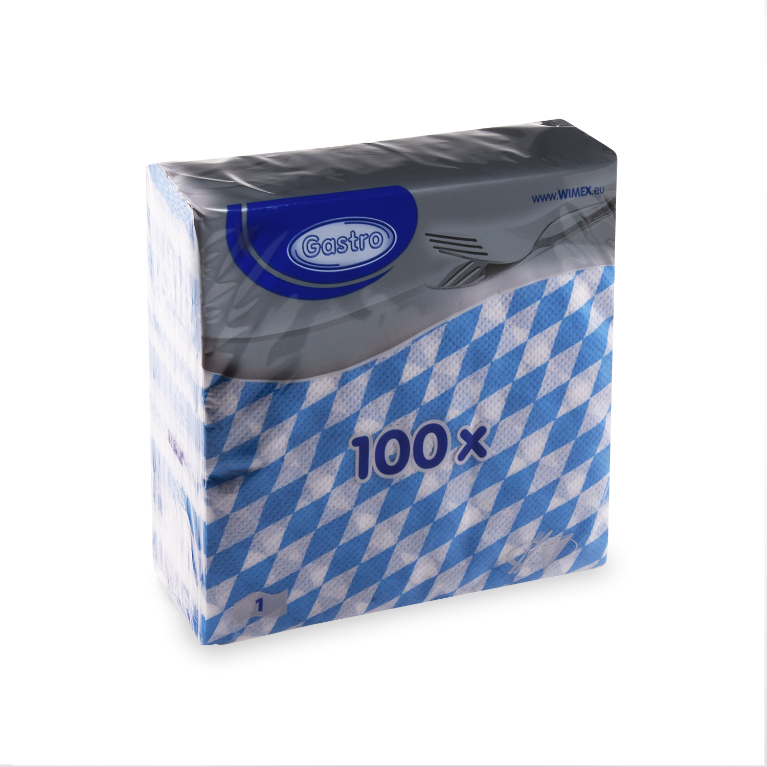 Serviette PAP FSC Mix 33 x 33 cm blau Karo, Packung mit 100 Stück