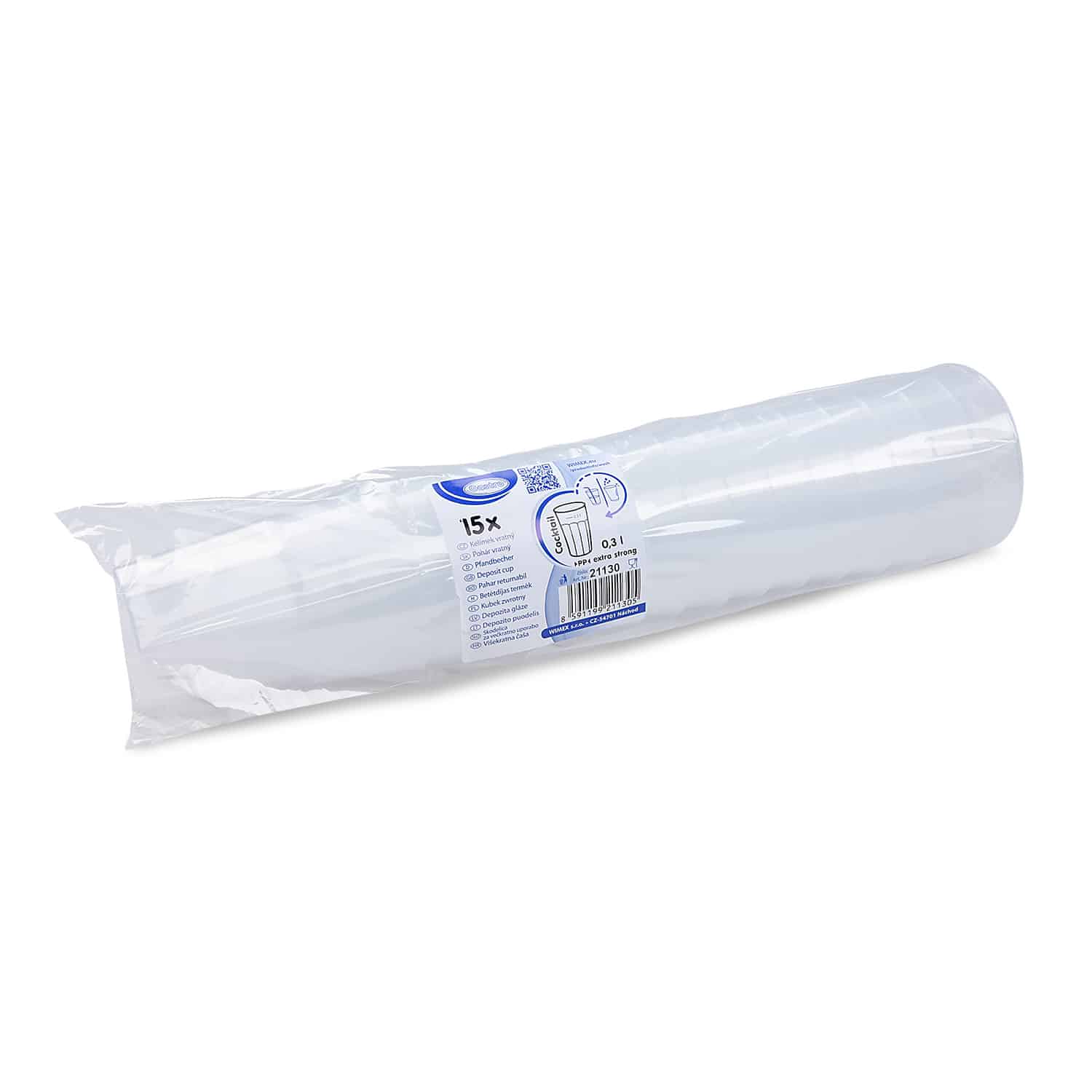 Pfandbecher aus PP klar Ø 81 mm 0,3 l wiederverwendbar extra-stark, Packung mit 15 Stück