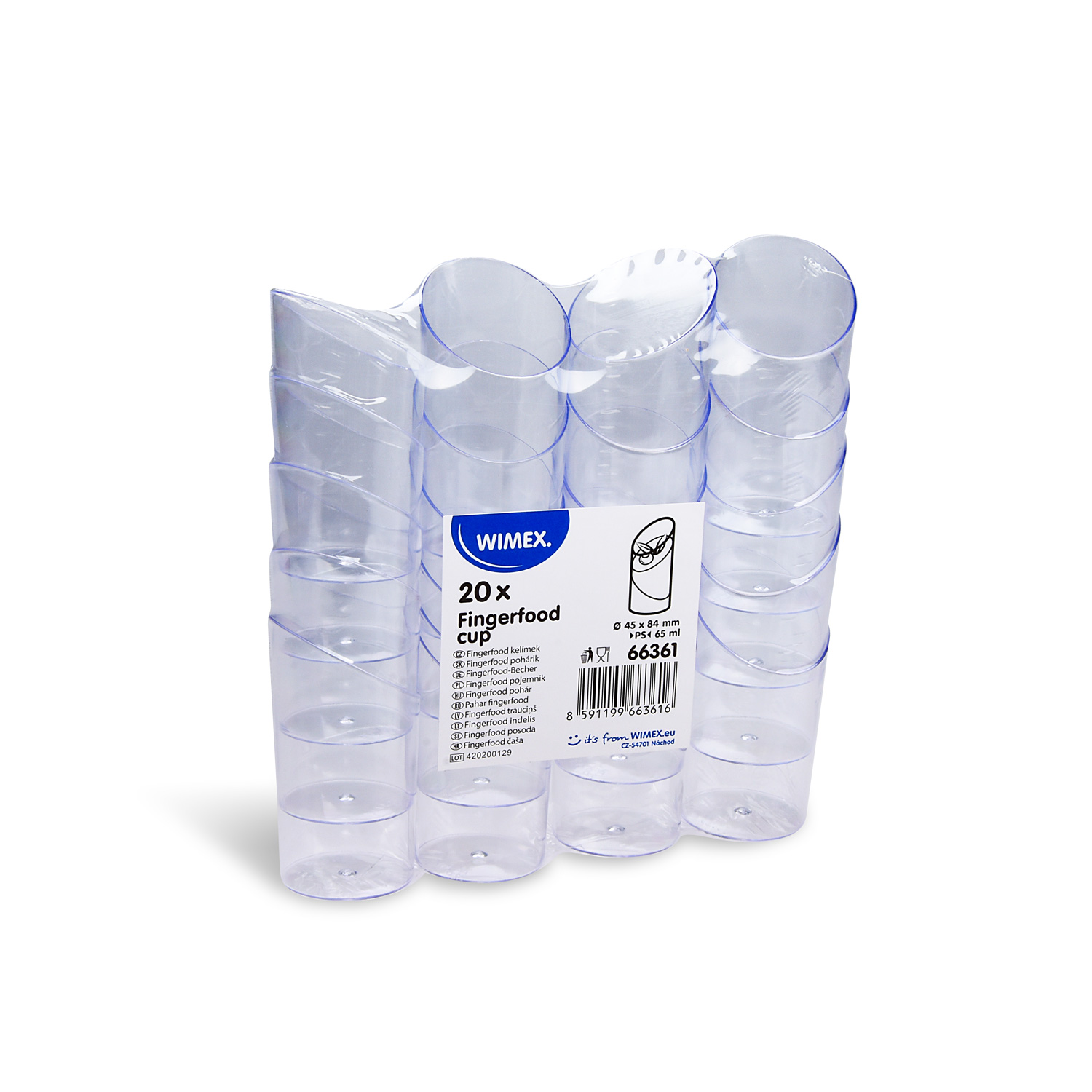 Fingerfood-Becher PS rund glasklar, 65 ml, Packung mit 20 Stück