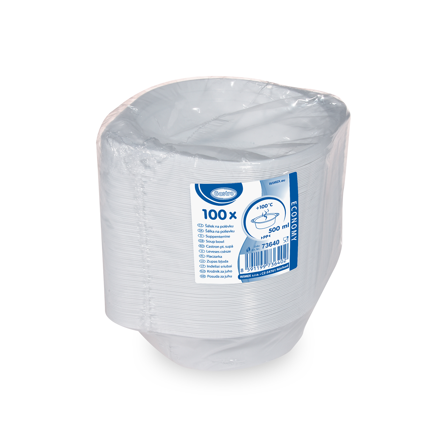 Suppenterrine aus PP weiss, Ø 156 x 46 mm, 500 ml, Packung mit 100 Stück