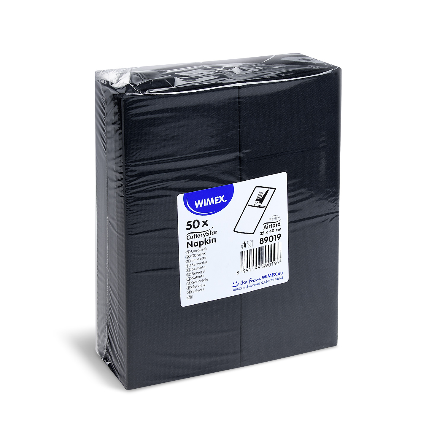 Besteckserviette PAP FSC Mix-Airlaid 40 x 32 cm schwarz, Packung mit 50 Stück