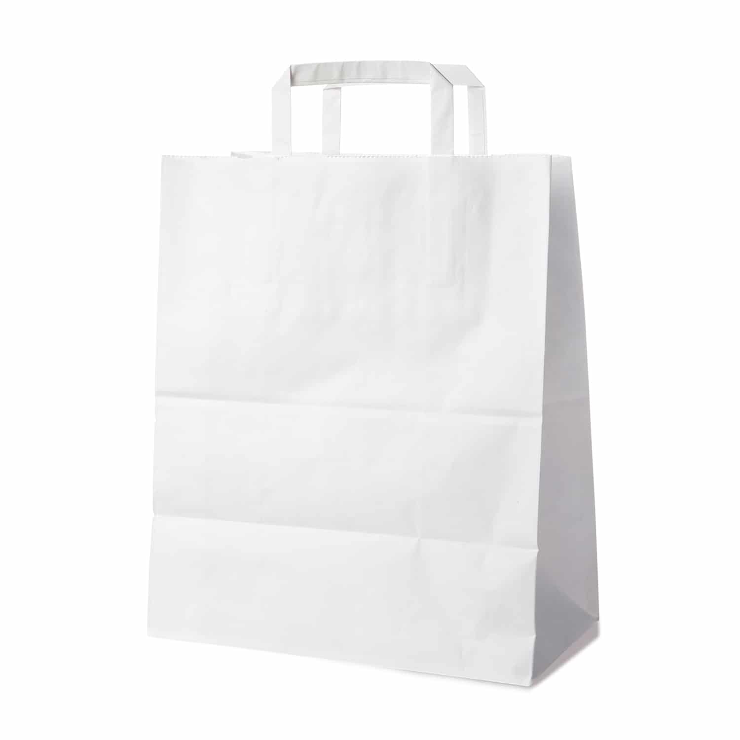 Papiertragetasche aus Papier weiss 32+16 x 39 cm, Packung mit 50 Stück