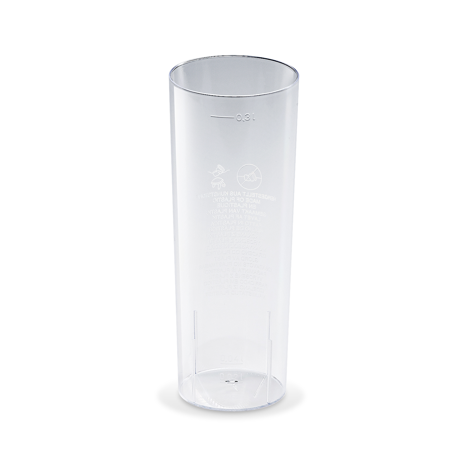 Trinkglas aus PS klar, Ø 59 mm, 2 cl / 4 cl / 0,3 l, Packung mit 10 Stück