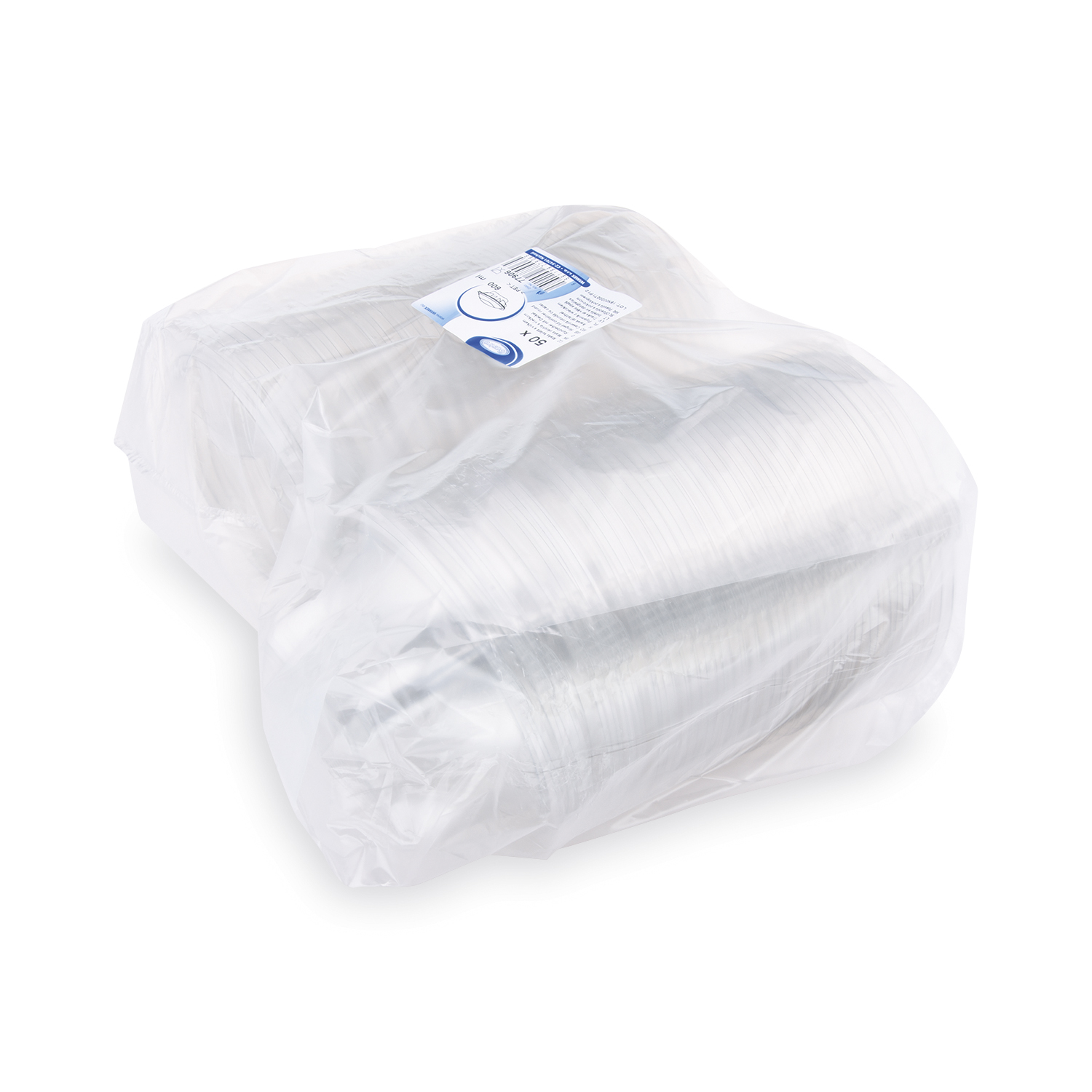 Rundbecher rPET klar 600 ml mit Deckel, Packung à 50 Stück