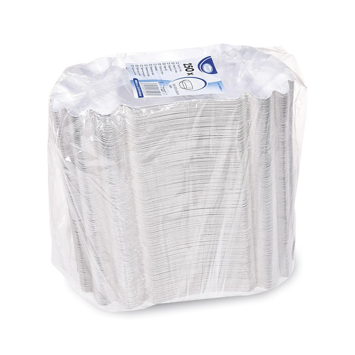 Pappschale aus Papier FSC Mix fettdicht oval weiss 20,5 x 12,5 x 3,5 cm, Packung mit 250 Stück