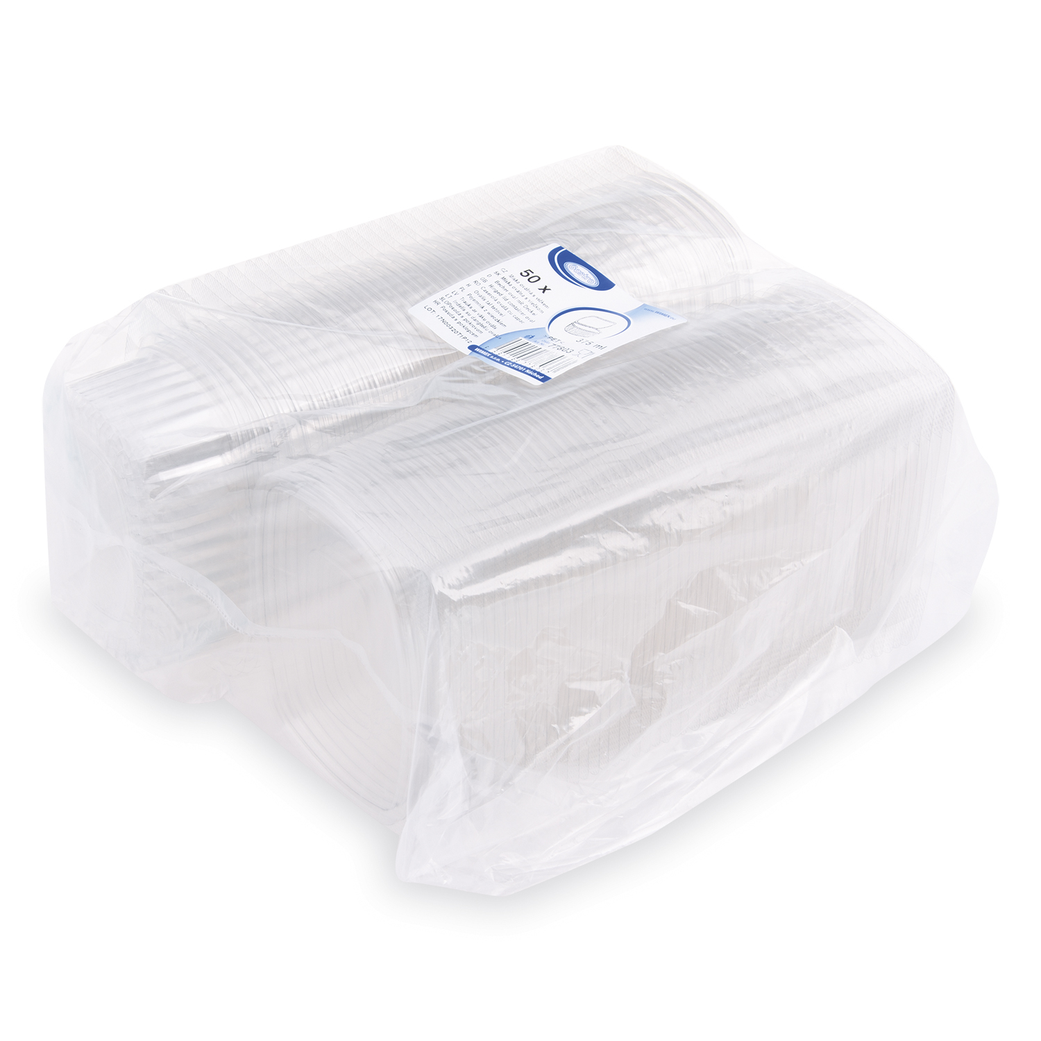 Feinkostbecher rPET oval klar 375 ml, Packung mit 50 Stück