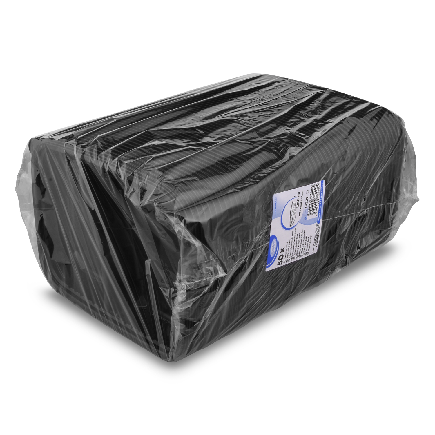 Mikrowellenschale PP 2-geteilt schwarz 250 x 185 mm 1100 ml, Packung mit 50 Stück